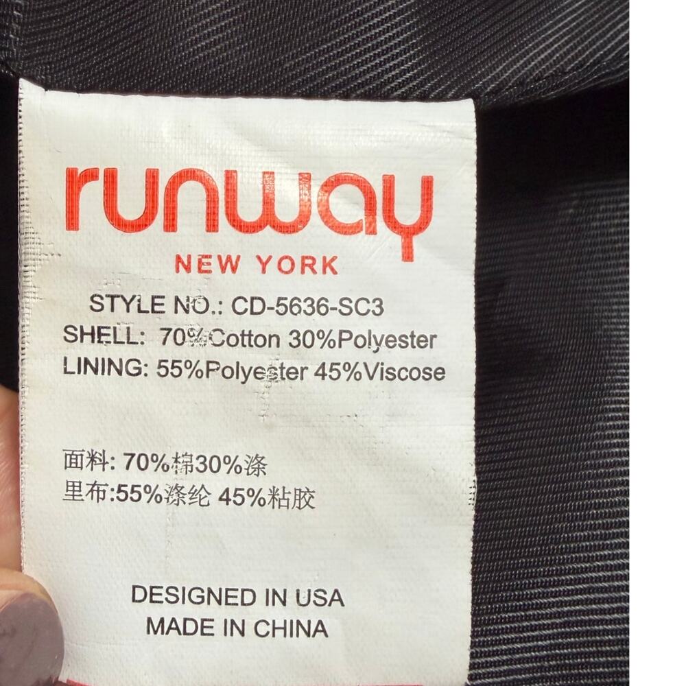 Women's Runway New York Black Belted Long Trench Coat Jacket Size Medium - Picture 5 of 7